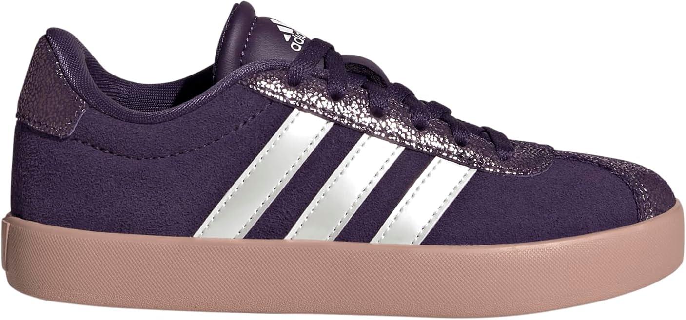 imageadidas UnisexChild Vl Court 30 Hook ampamp LoopAurora PlumZero MetallicPink Gum