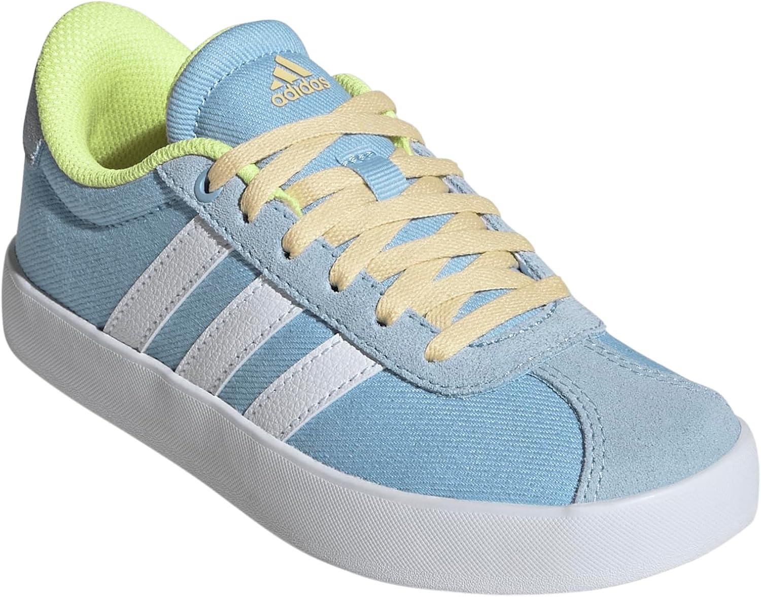 imageadidas UnisexChild Vl Court 30 Hook ampamp LoopClear SkyWhiteYellow