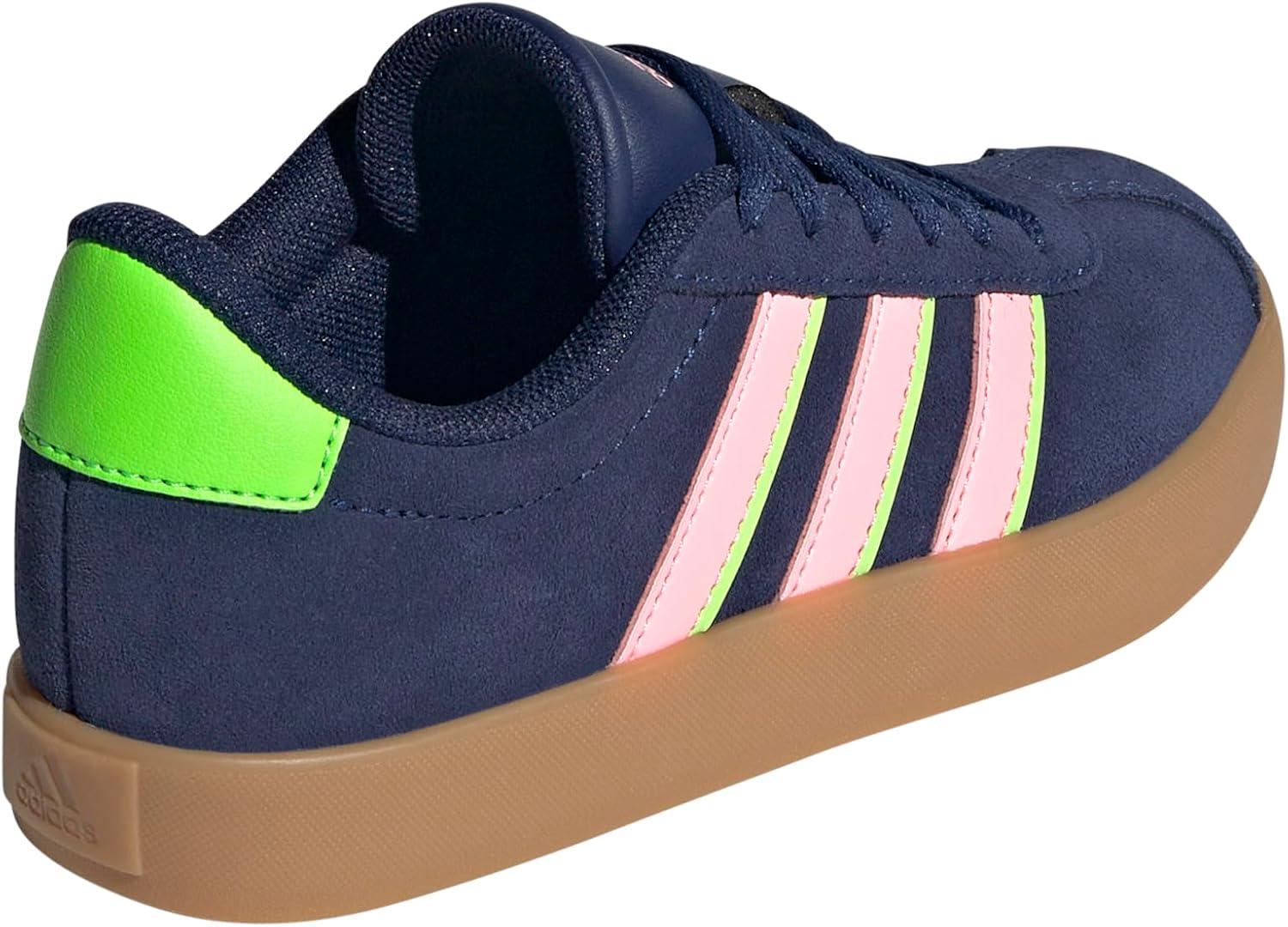 imageadidas UnisexChild Vl Court 30 Hook ampamp LoopDark BluePink SparkSolar Green
