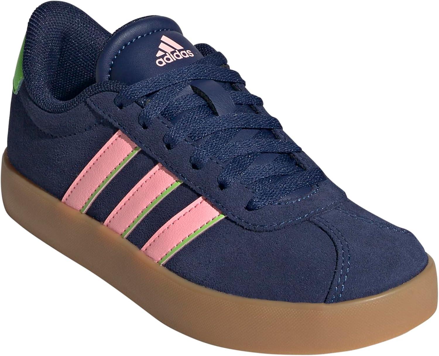 imageadidas UnisexChild Vl Court 30 Hook ampamp LoopDark BluePink SparkSolar Green