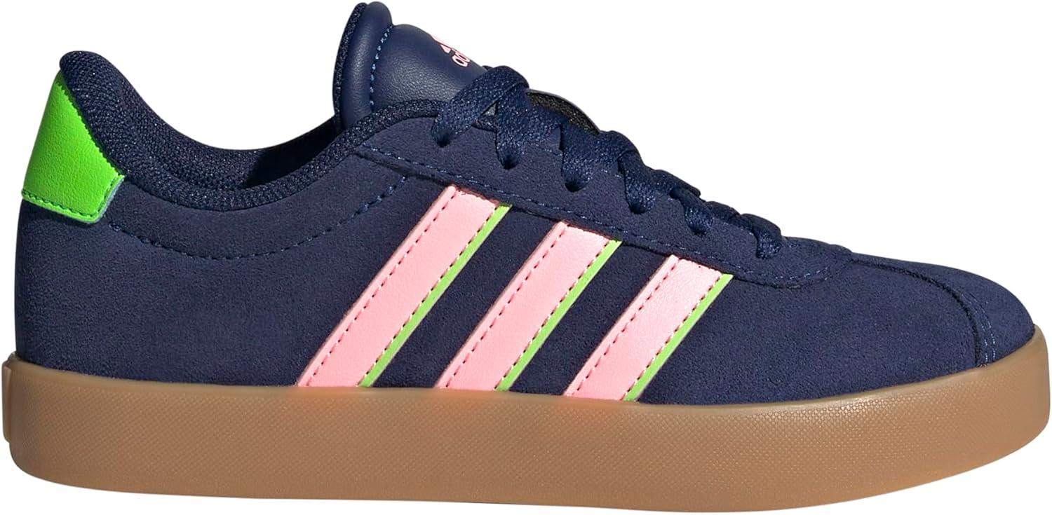 imageadidas UnisexChild Vl Court 30 Hook ampamp LoopDark BluePink SparkSolar Green