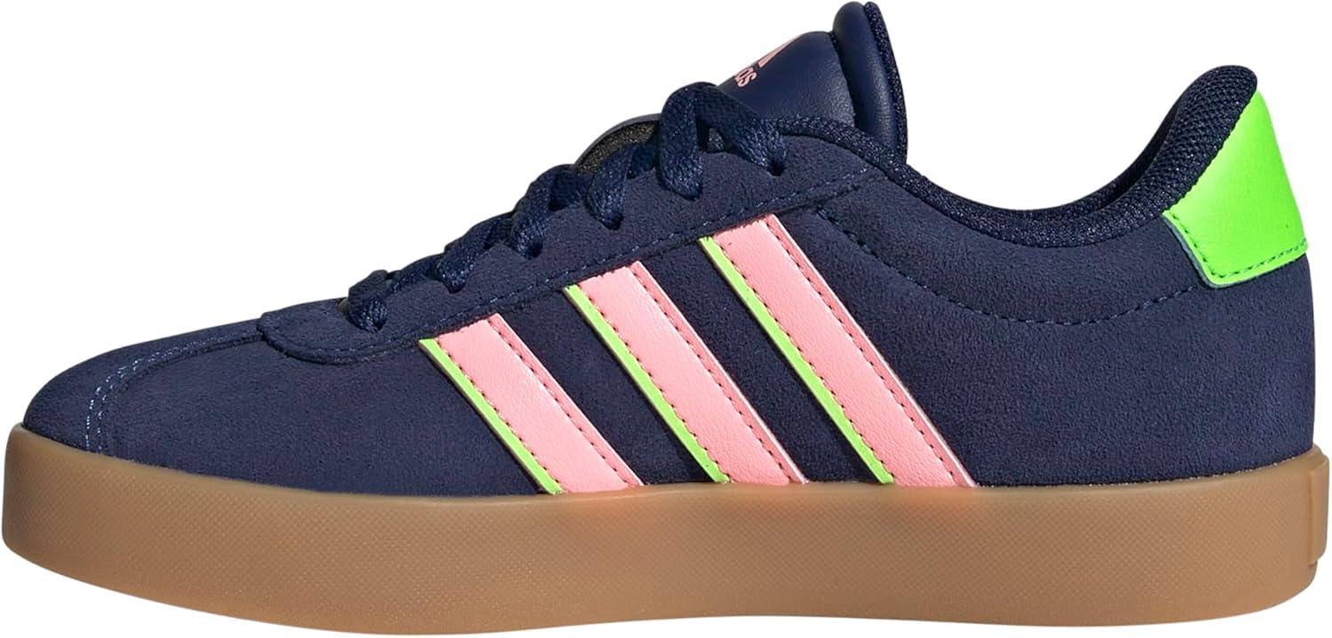 imageadidas UnisexChild Vl Court 30 Hook ampamp LoopDark BluePink SparkSolar Green