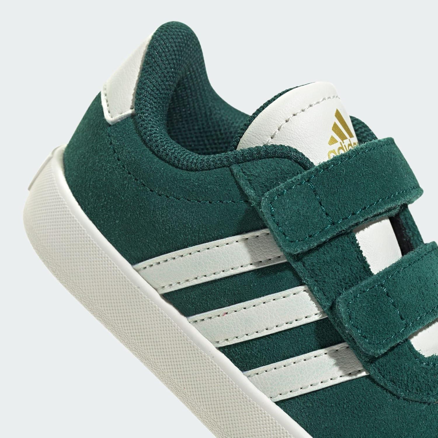 imageadidas UnisexChild Vl Court 30 Hook ampamp LoopGreen Off White Gold Metallic