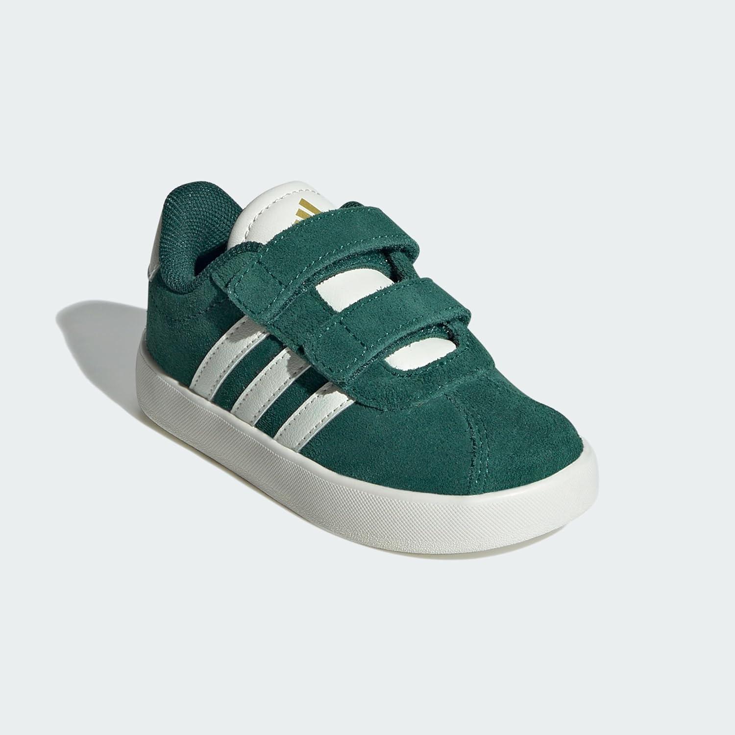 imageadidas UnisexChild Vl Court 30 Hook ampamp LoopGreen Off White Gold Metallic
