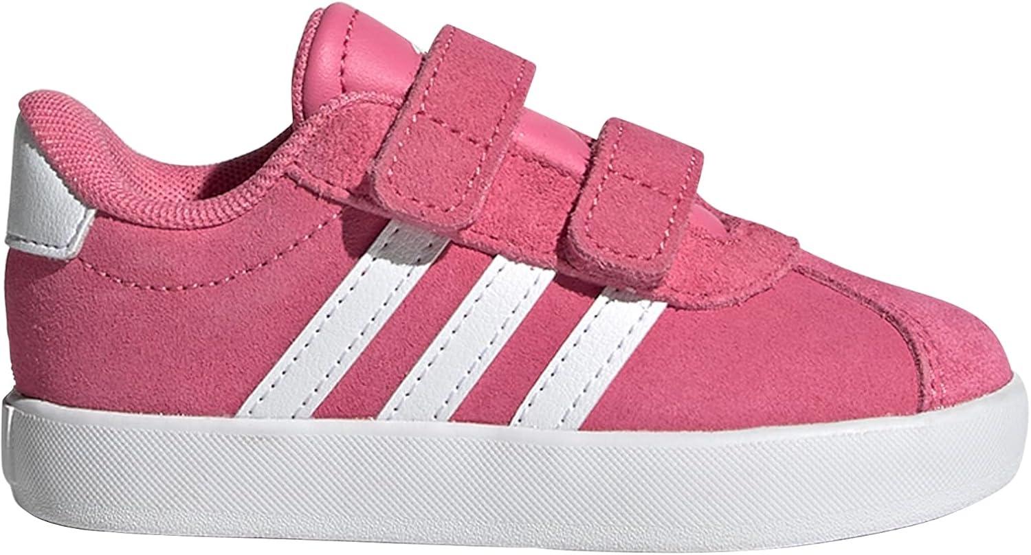 imageadidas UnisexChild Vl Court 30 Hook ampamp LoopPink FusionWhiteGrey