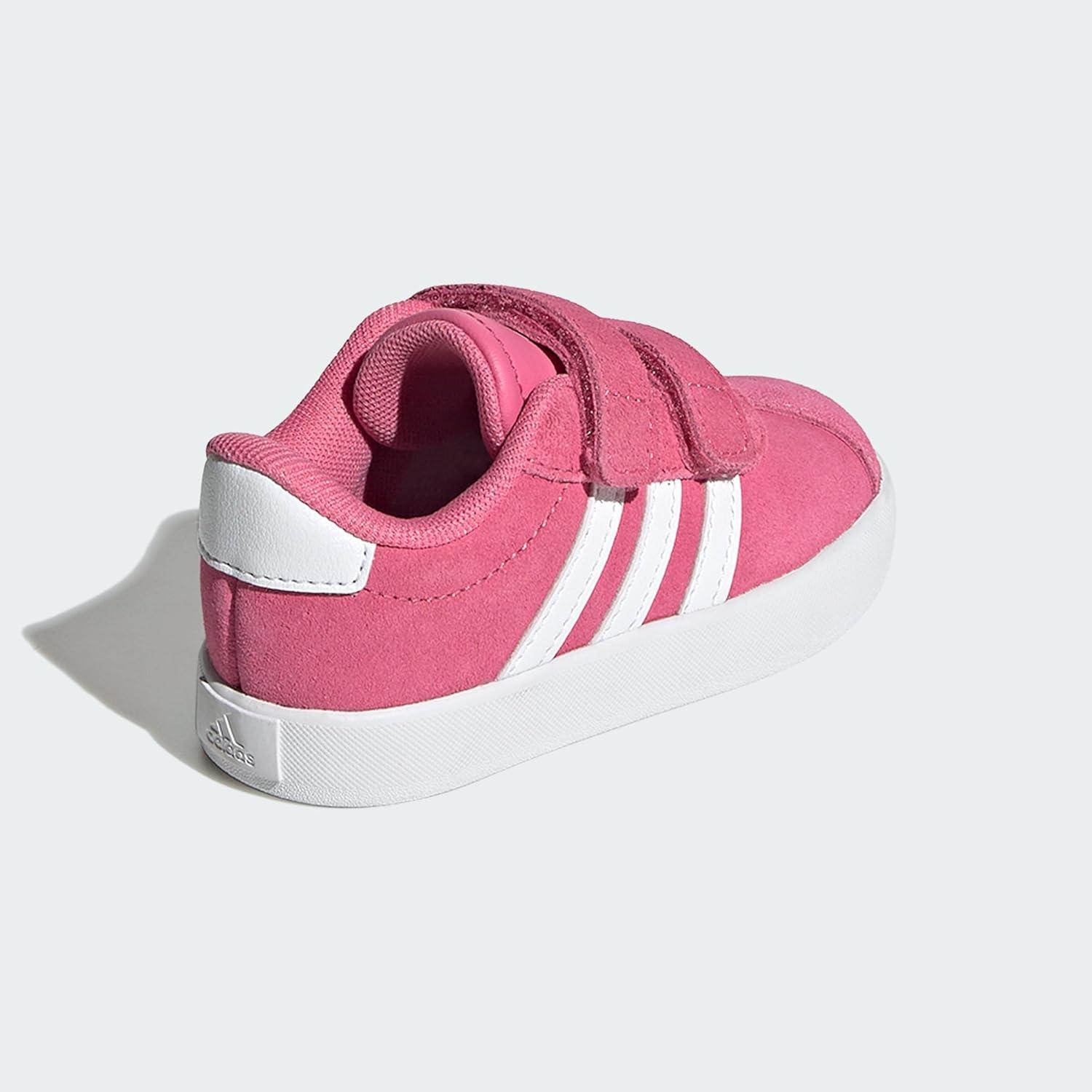 imageadidas UnisexChild Vl Court 30 Hook ampamp LoopPink FusionWhiteGrey