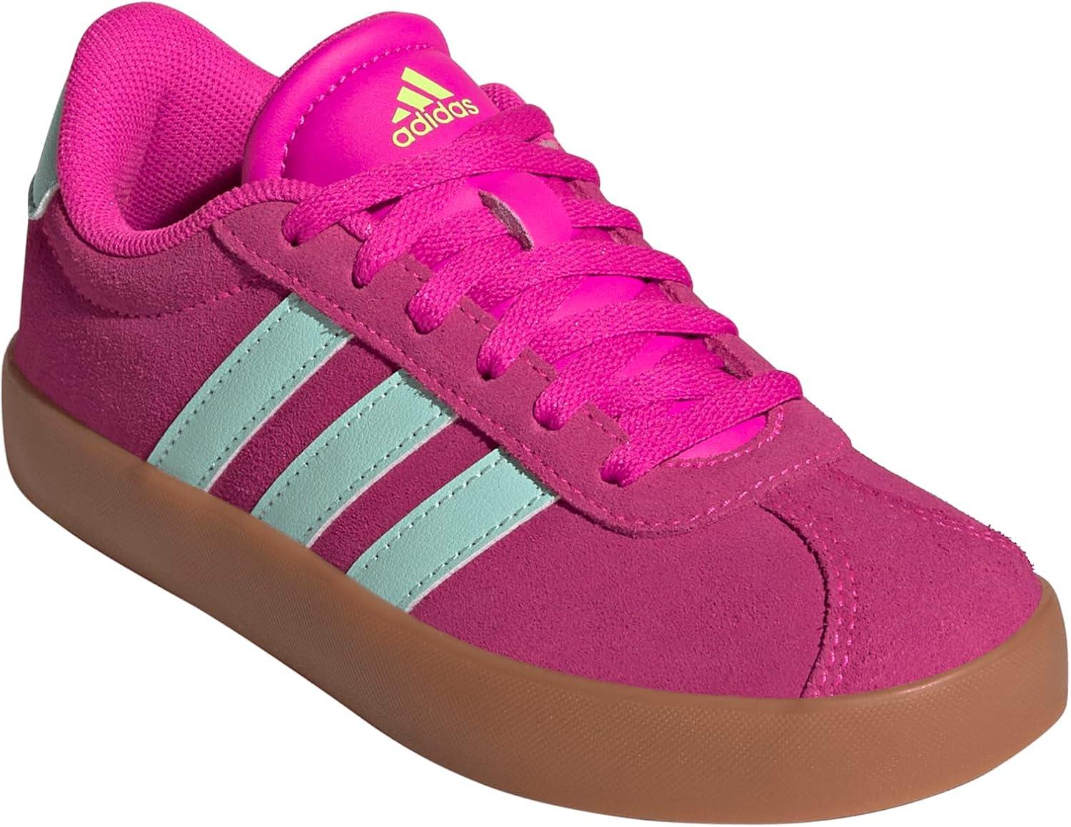 imageadidas UnisexChild Vl Court 30 Hook ampamp LoopShock PinkSemi Flash AquaLucid Lemon