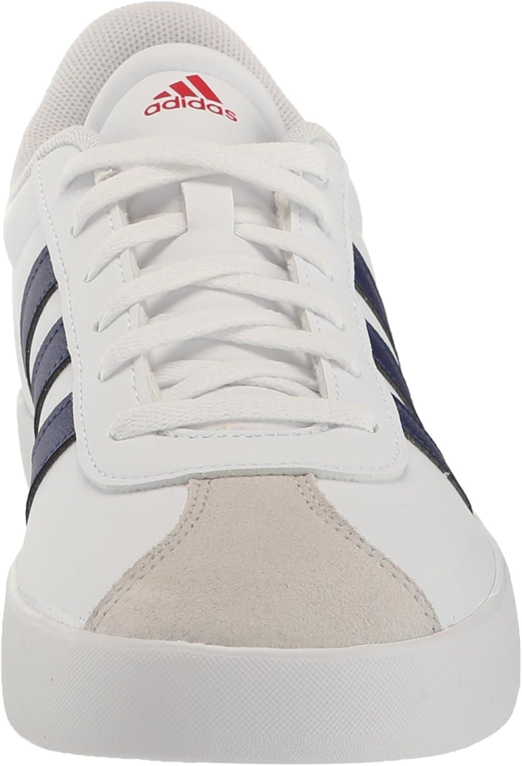 imageadidas UnisexChild Vl Court 30 Hook ampamp LoopWhiteDark BlueBetter Scarlet