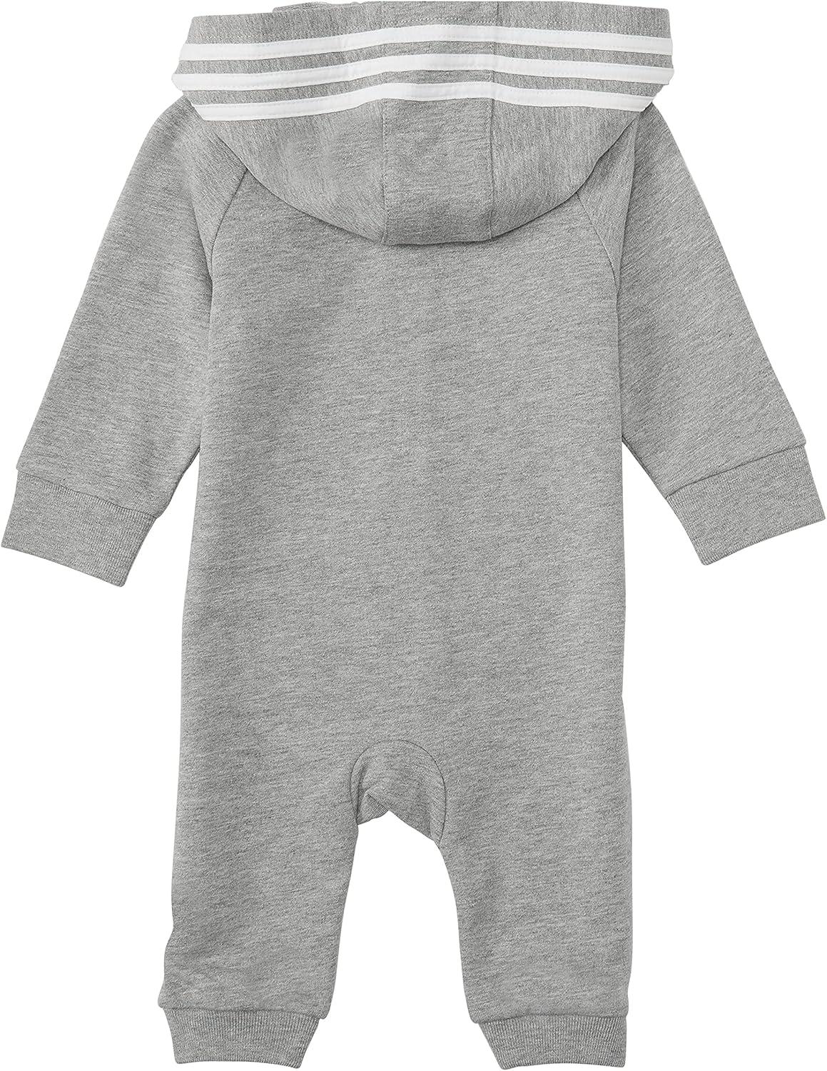 imageadidas unisex baby Infant Girls and Boys Long Sleeve Hooded Coverall Overalls Medium Grey Heather 3 Months US
