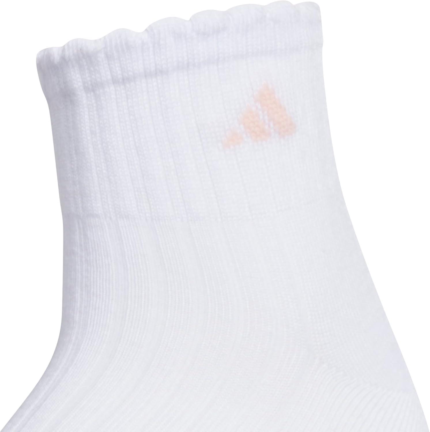 imageadidas womens Womens Sport Fashion 3pack Quarter Ruffle Ankle Sock for Women Low CutBlush PinkWonder WhiteSemi Ice Tangerine Orange