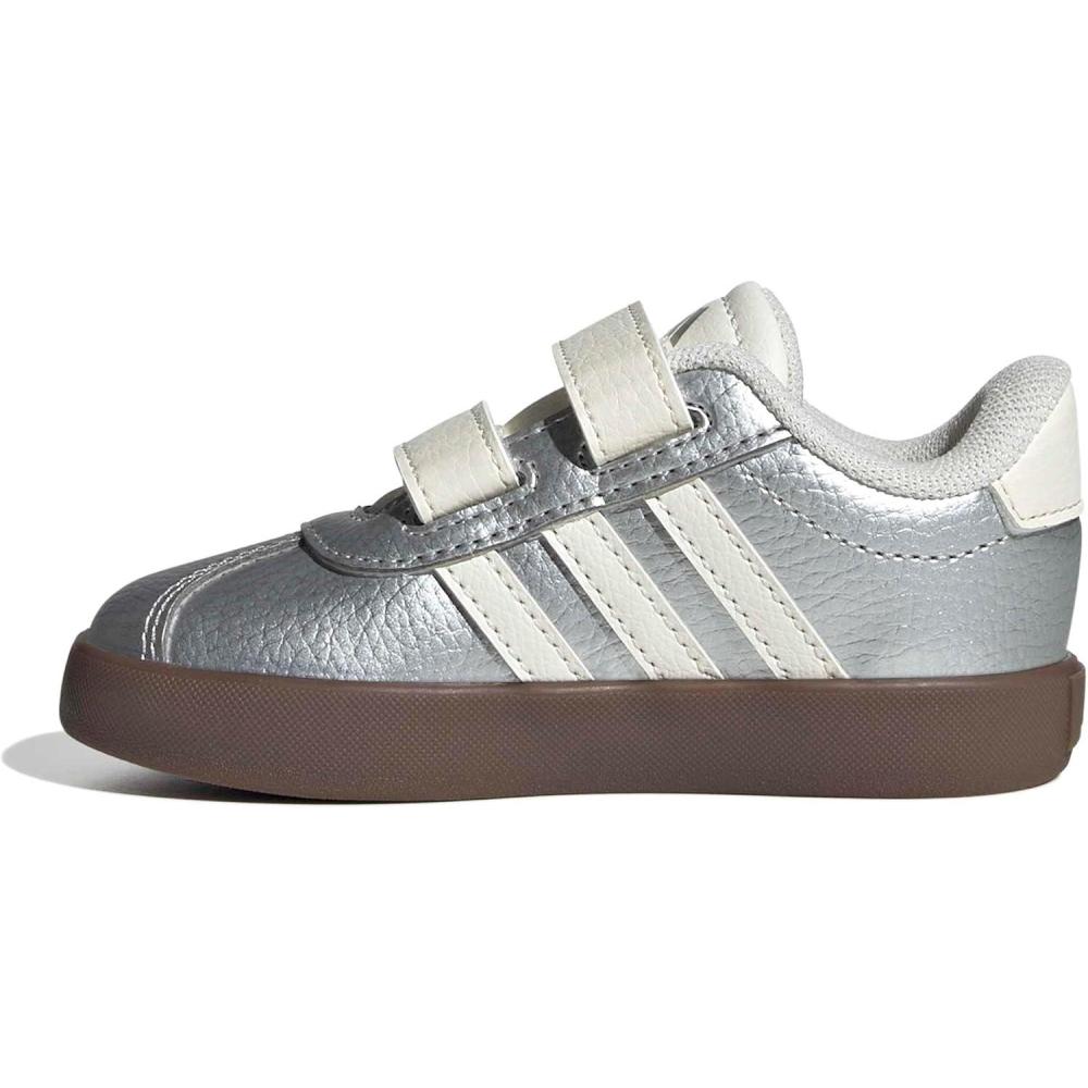 imageAdidas BabyBoys Vl Court 30 Hook ampamp Loop SneakerSilver MetallicOff WhiteBlack