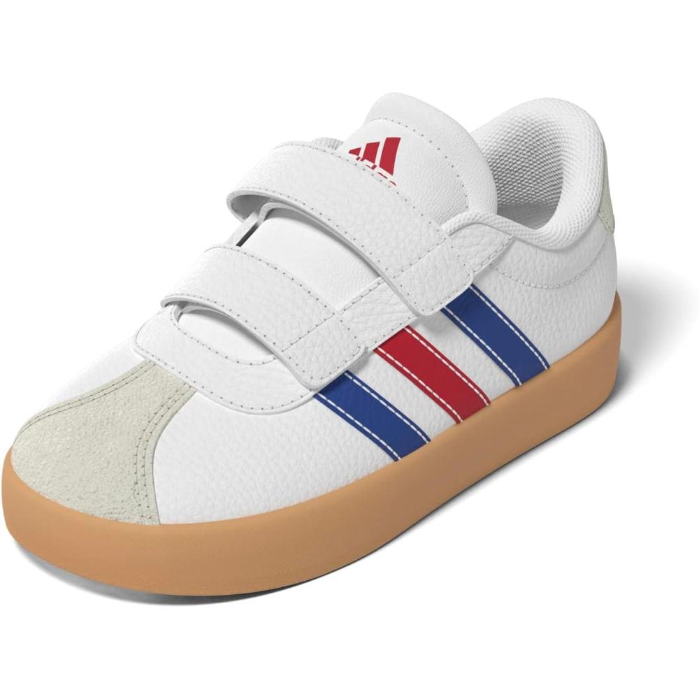 imageAdidas BabyBoys Vl Court 30 Hook ampamp Loop SneakerWhiteTeam Royal BlueBetter Scarlet