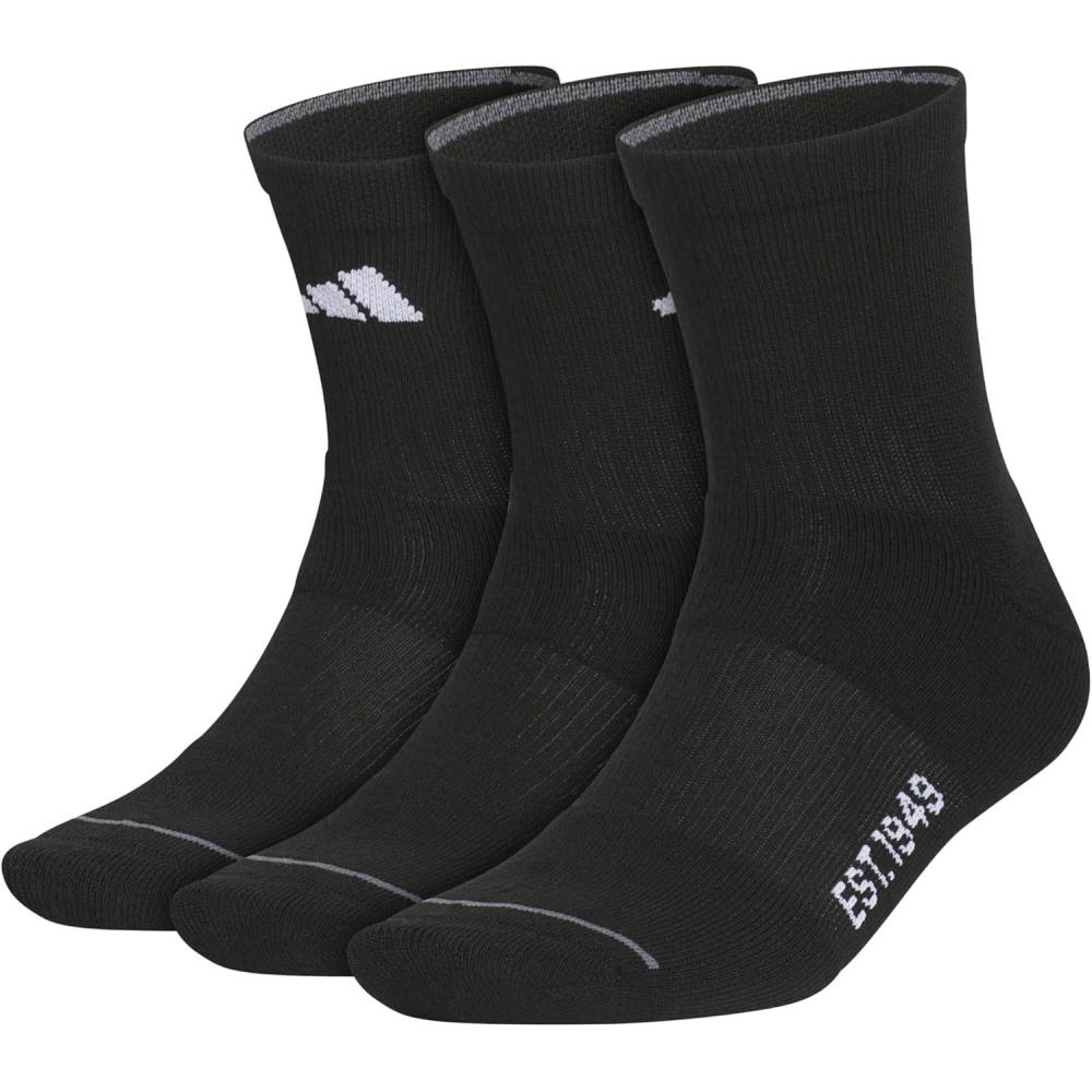 imageAdidas Mens Cushioned Sport High Quarter Socks 3Pair Pack MidCrew Above AnkleBlackWhiteOnix Grey