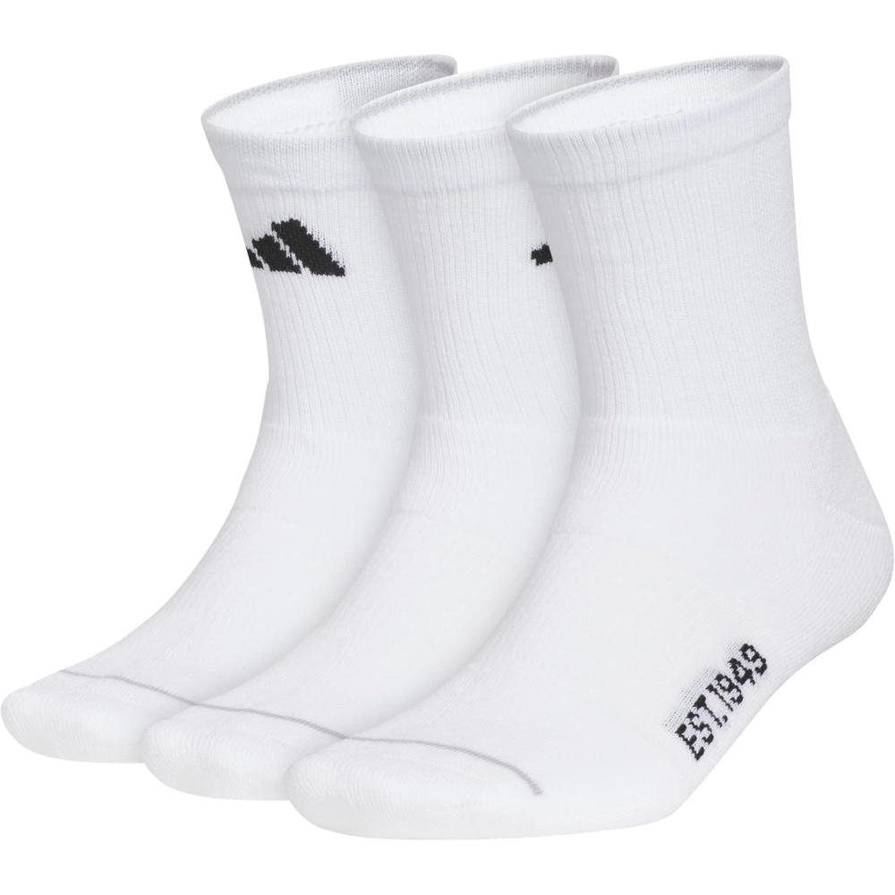 imageAdidas Mens Cushioned Sport High Quarter Socks 3Pair Pack MidCrew Above AnkleWhiteBlackClear Onix Grey