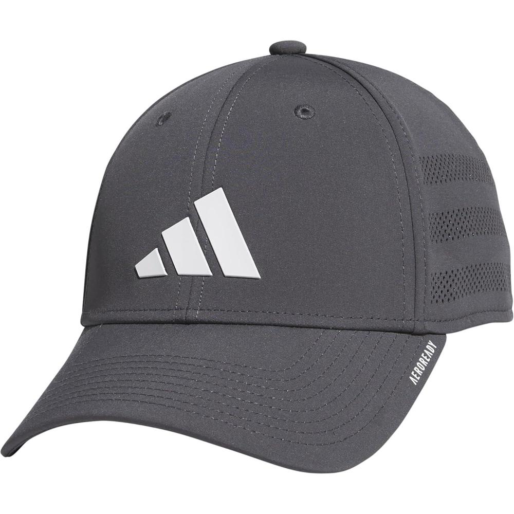imageAdidas Mens Gameday Hat Athletic Baseball Cap Stretch FitGrey SixWhite40