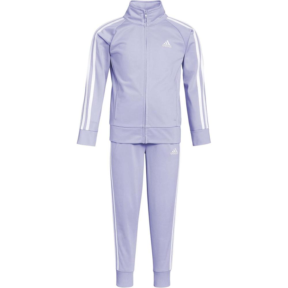 imageadidas Baby Girls Zip Front Classic Tricot Jacket and Joggers SetViolet Tone