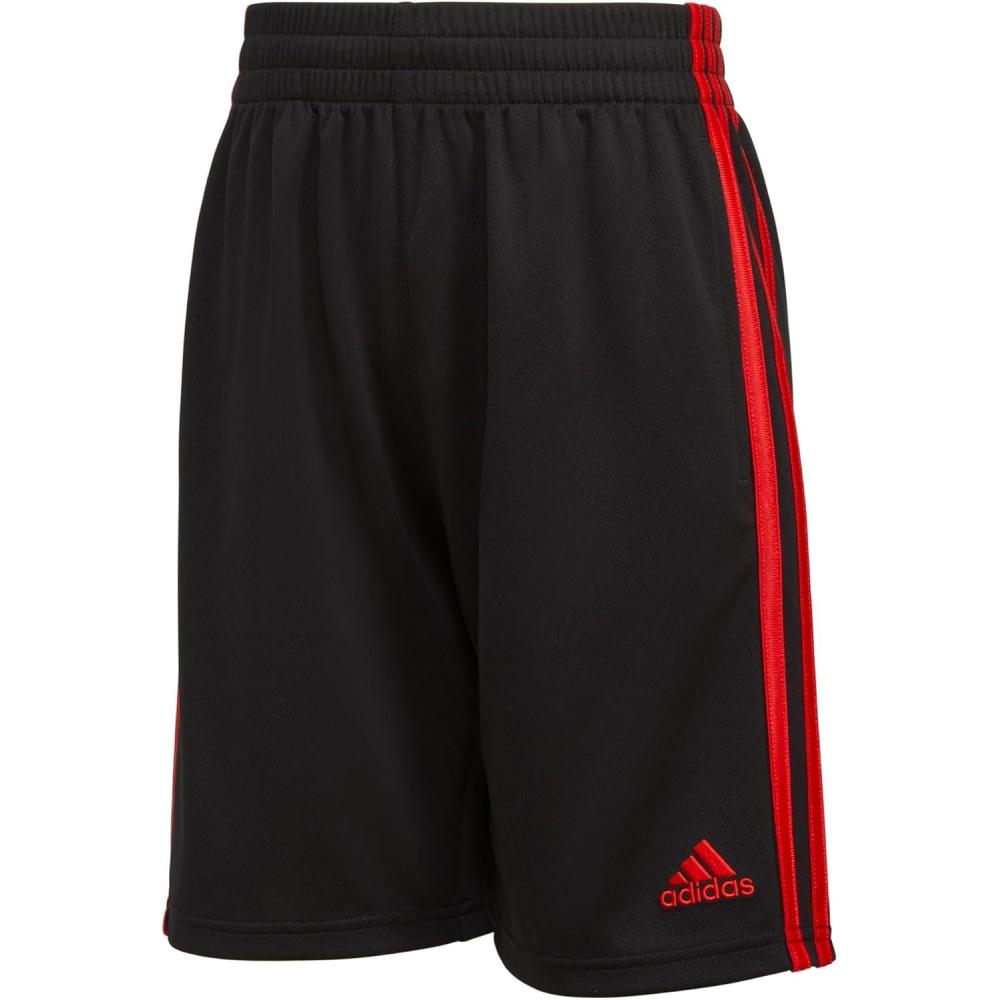 imageadidas Boys Classic 3Stripes ShortsBlackRed