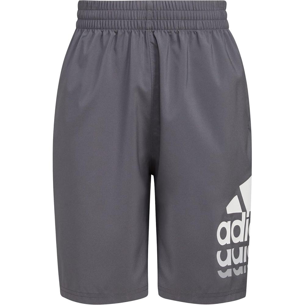imageadidas Boys Elastic Waistband Essential Woven Sportswear ShortsGrey Five