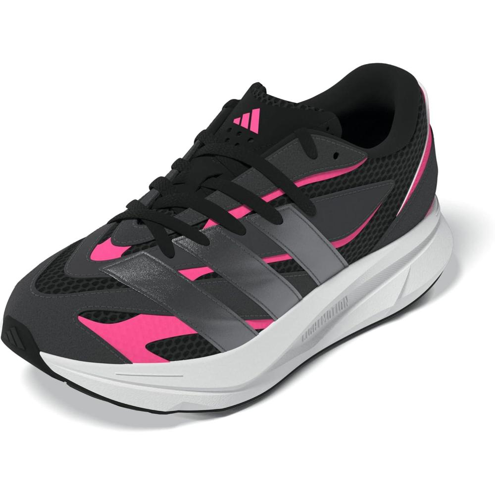 imageadidas Boys Lightblaze Lace Up SneakersBlackIron MetallicLucid Pink