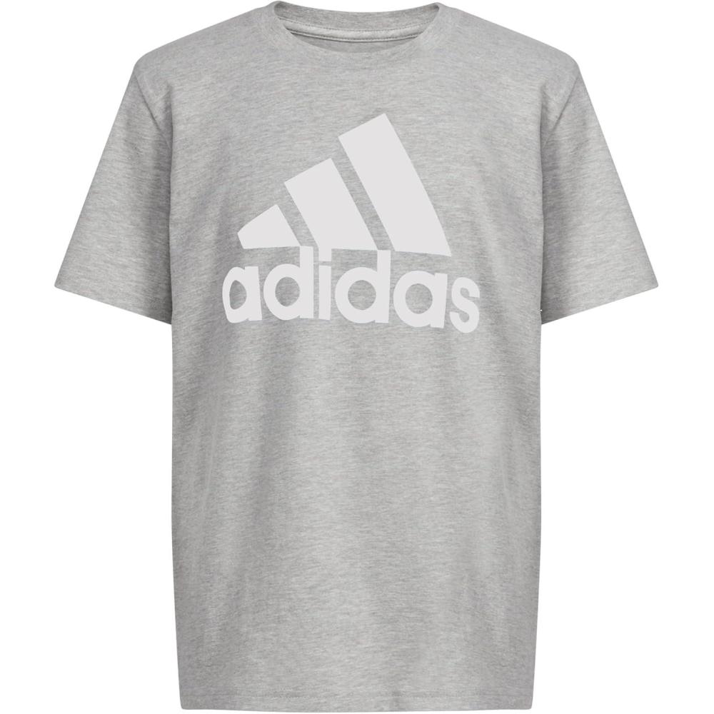 imageadidas Boys Short Sleeve Cotton TShirt Graphic Tshirt TeeLight Grey Heather