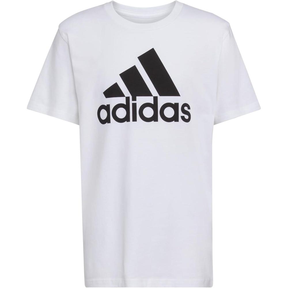 imageadidas Boys Short Sleeve Cotton TShirt Graphic Tshirt TeeWhite Core