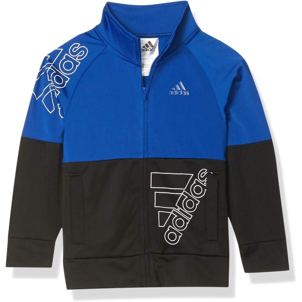 imageadidas Boys Zip Front Iconic Tricot JacketBos Team Royal Blue