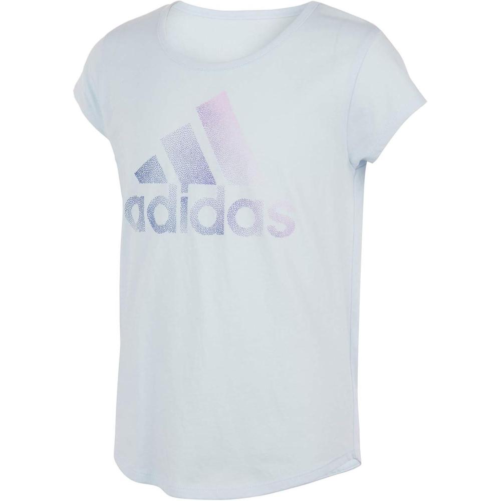 imageadidas Girls Short Sleeve Cotton Scoop Neck Tee TShirtSky Tint