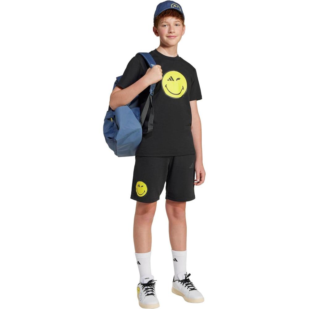 imageadidas Kids Smiley World Graphics TShirtBlackBright YellowCarbonWhite