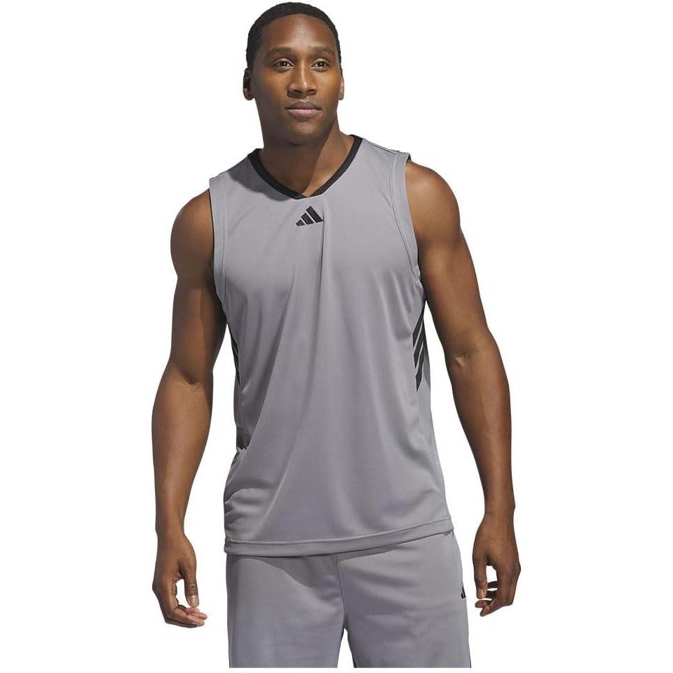 imageadidas Mens Basketball Legends 3Stripes Tank TopGrey Three  Black