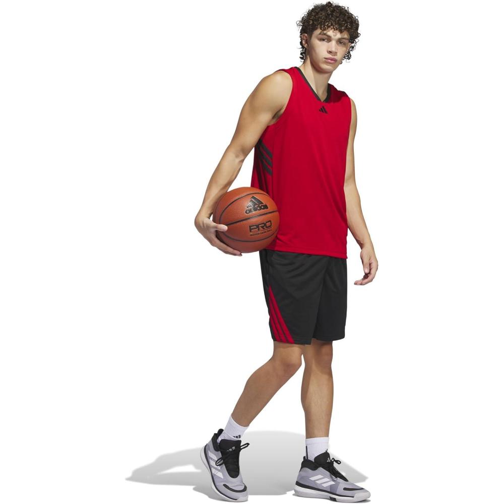 imageadidas Mens Basketball Legends 3Stripes Tank TopTeam Power RedBlack