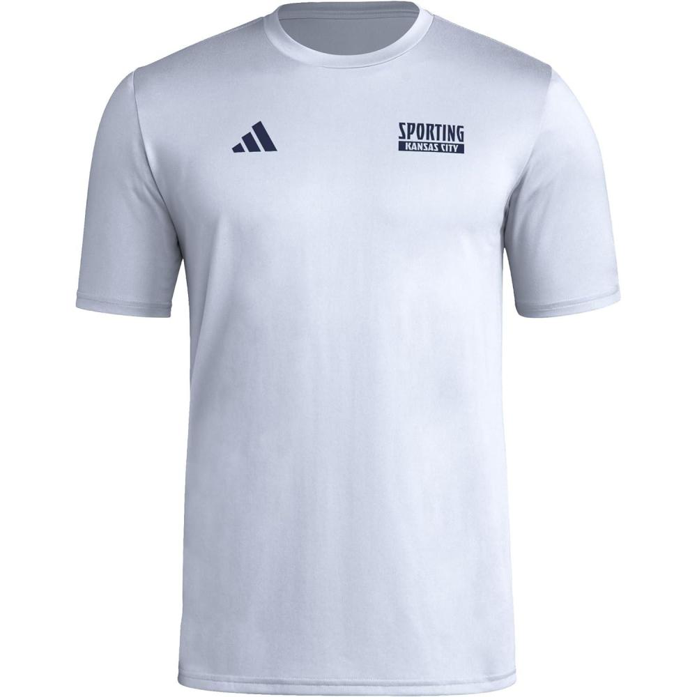 imageadidas Mens Sporting Kansas City Local Warp PreGame Short Sleeve TShirtSmoke BlueSporting Kansas City