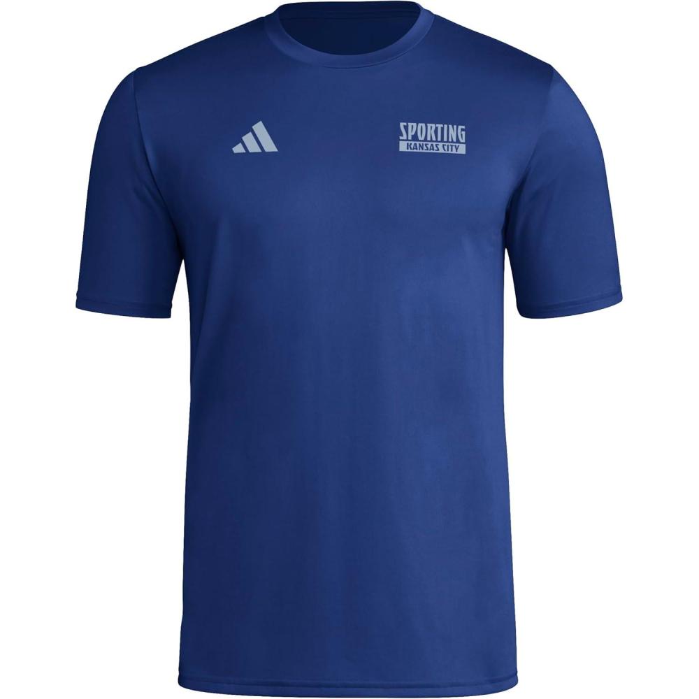 imageadidas Mens Sporting Kansas City Local Warp PreGame Short Sleeve TShirtTeam Navy BlueSporting Kansas City