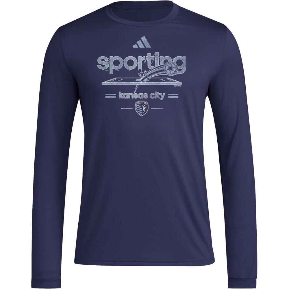 imageadidas Mens Sporting Kansas City PreGame Long Sleeve TShirtTeam Navy BlueSporting Kansas City