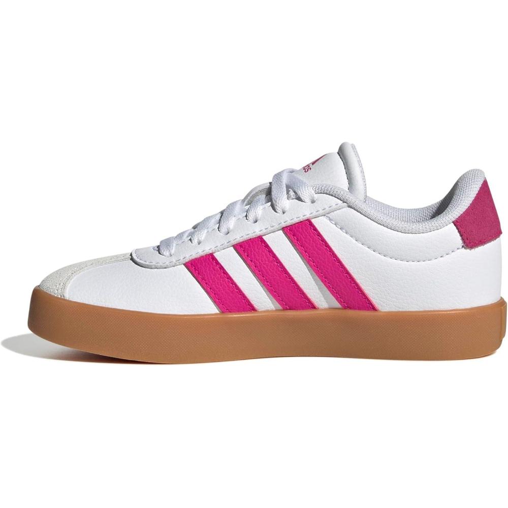 imageadidas UnisexChild Vl Court 30 Hook ampamp LoopWhiteShock PinkCrystal White