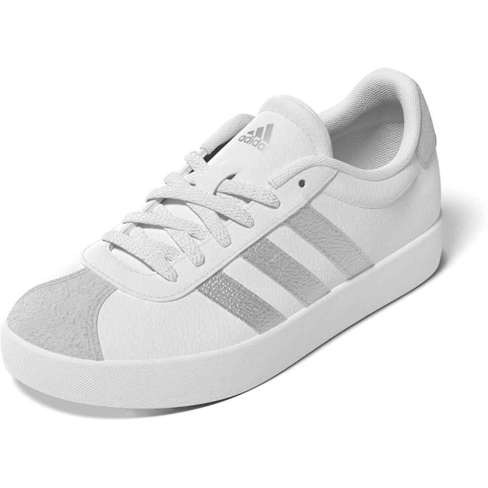 imageadidas UnisexChild Vl Court 30 Hook ampamp LoopWhiteSilver MetallicGrey