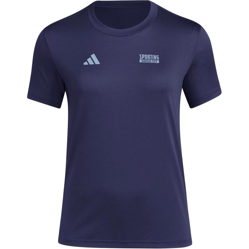 imageadidas Womens Sporting Kansas City Local Warp PreGame Short Sleeve TShirtTeam Navy BlueSporting Kansas City
