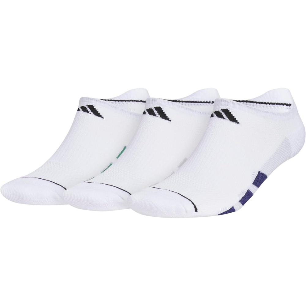 imageadidas mens All Day Training No Show Socks Engineered for Sport Performance With Targeted Cushioning for Running 3pairWhiteSemi Court GreenDark Blue