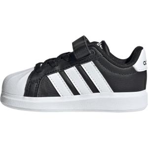 Adidas Baby-Boy’s Streettalk Elastic Lace & Strap Sneaker(Black/White/White)