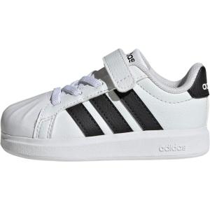 Adidas Baby-Boy’s Streettalk Elastic Lace & Strap Sneaker(White/Black/Black)