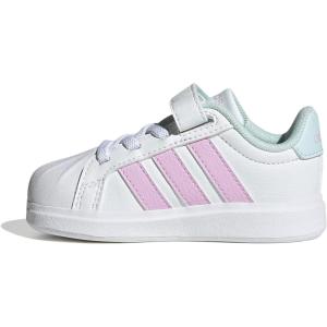 Adidas Baby-Boy’s Streettalk Elastic Lace & Strap Sneaker(White/Bliss Lilac/Halo Mint)