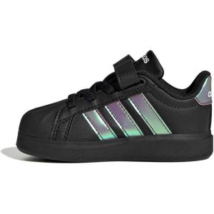 Adidas Baby-Boy’s Streettalk Elastic Lace & Strap Sneaker(White/Iridescent/White)