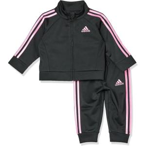 adidas Baby Girls 2-piece Classic Tricot Track Suit Jacket & Pants(Black/Light Pink)
