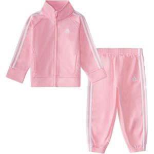 adidas Baby Girl’s Zip Front Classic Tricot Jacket and Joggers Set(Light Pink)