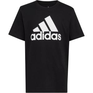 adidas Boys Short Sleeve Cotton T-Shirt Graphic Tshirt Tee(Black Core)