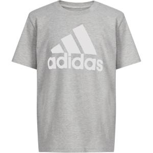 adidas Boys Short Sleeve Cotton T-Shirt Graphic Tshirt Tee(Light Grey Heather)