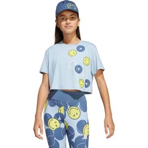adidas Kids’ Smiley World T-Shirt(Wonder Blue/Preloved Ink/Bright Yellow/White)