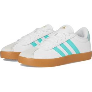 adidas Unisex-Child Vl Court 3.0 Hook & Loop(White/Flash Aqua/Alumina)