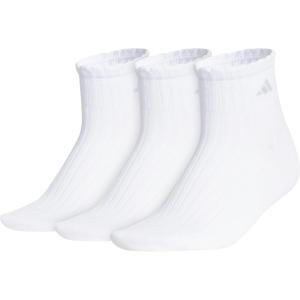 adidas womens Women’s Sport Fashion 3-pack Quarter Ruffle Ankle Sock for Women Low Cut(White/Clear Grey)