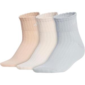 adidas womens Women’s Sport Fashion 3-pack Quarter Ruffle Ankle Sock for Women Low Cut(Wonder Sage Green/Crystal Linen Beige/Magic Beige)