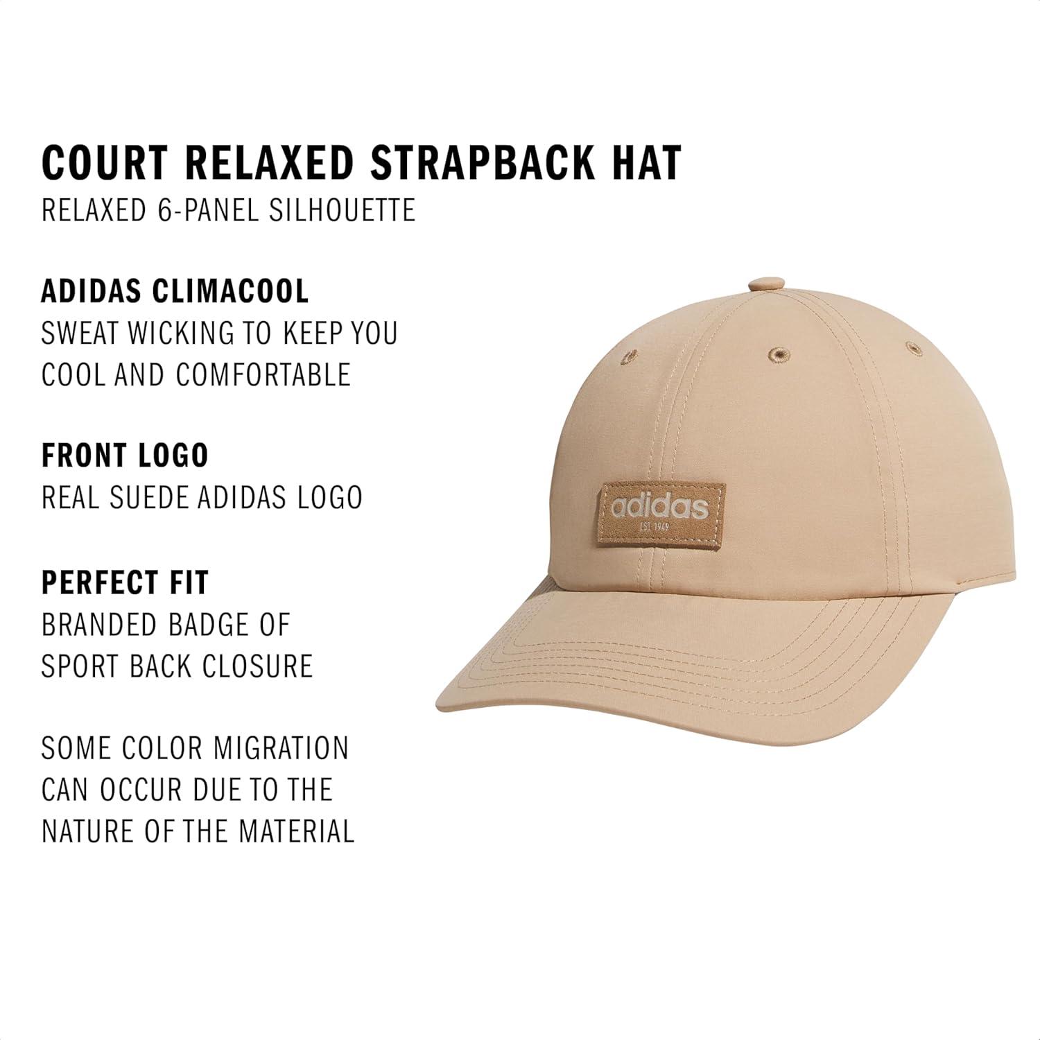 imageAdidas UnisexAdult Court Relaxed Fit Strapback HatWarm Sandstone BeigeCardboard BrownClear Brown